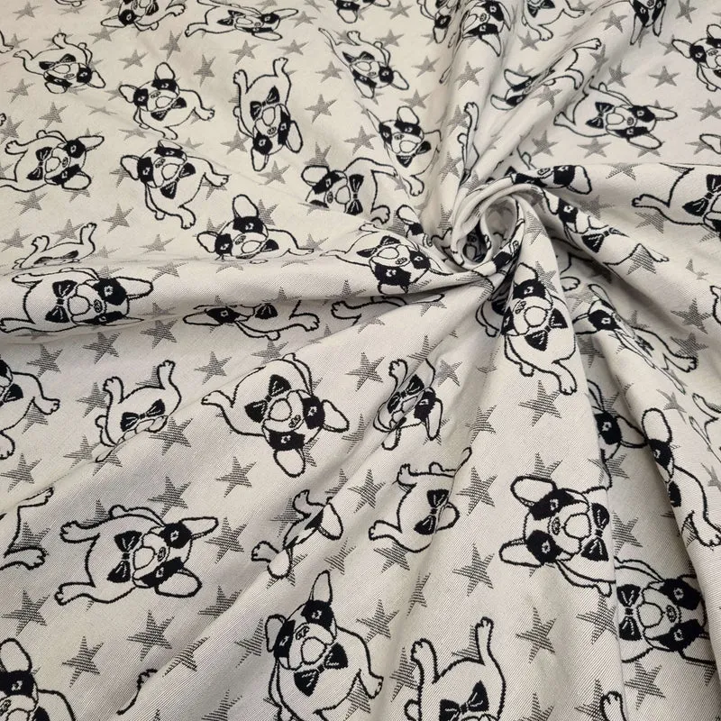 Tessuto Arredo Jacquard H 140 cm - BULLDOG E STELLE