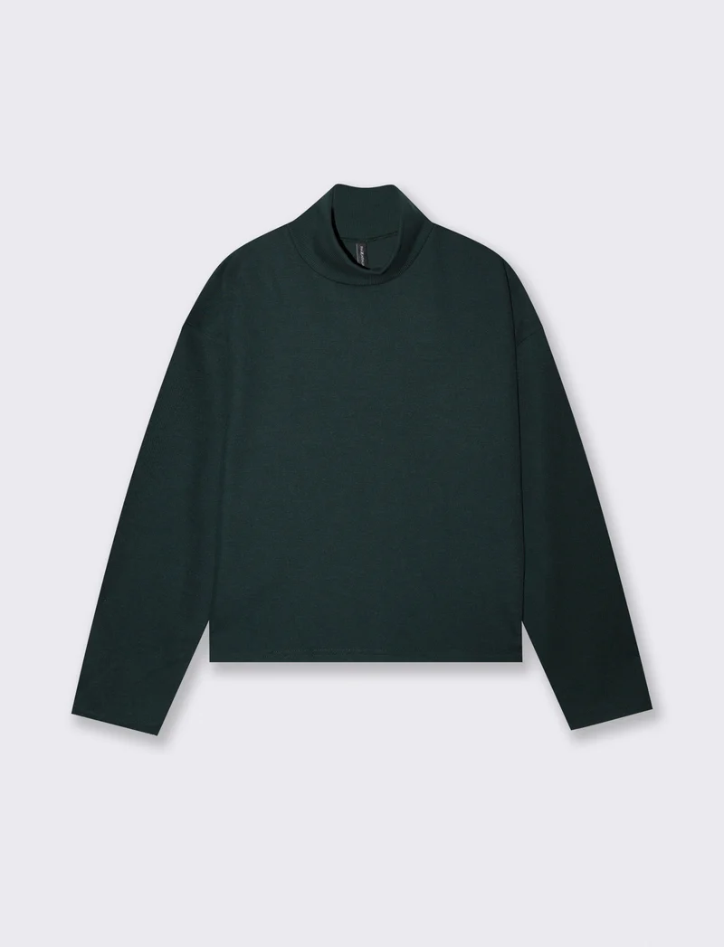 T-shirt collo alto basica e regolare - Verde bosco