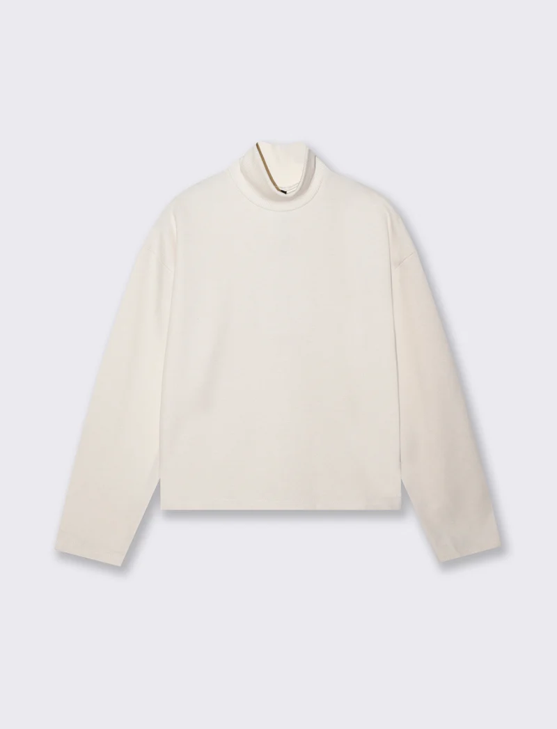 T-shirt collo alto basica e regolare - Avorio
