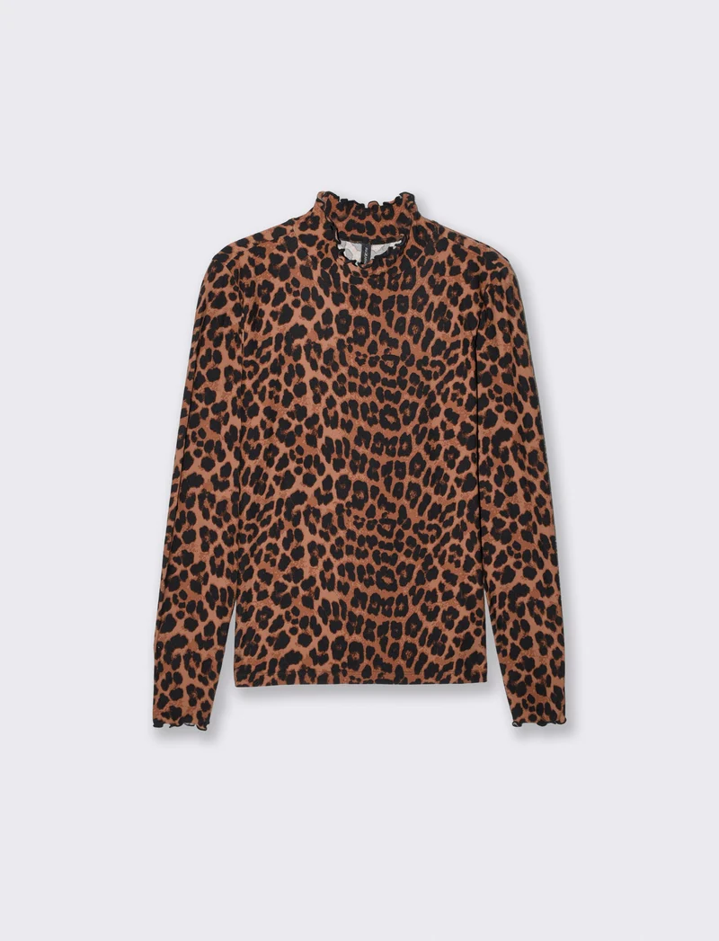T-shirt manica lunga con collo arricciato - var 1