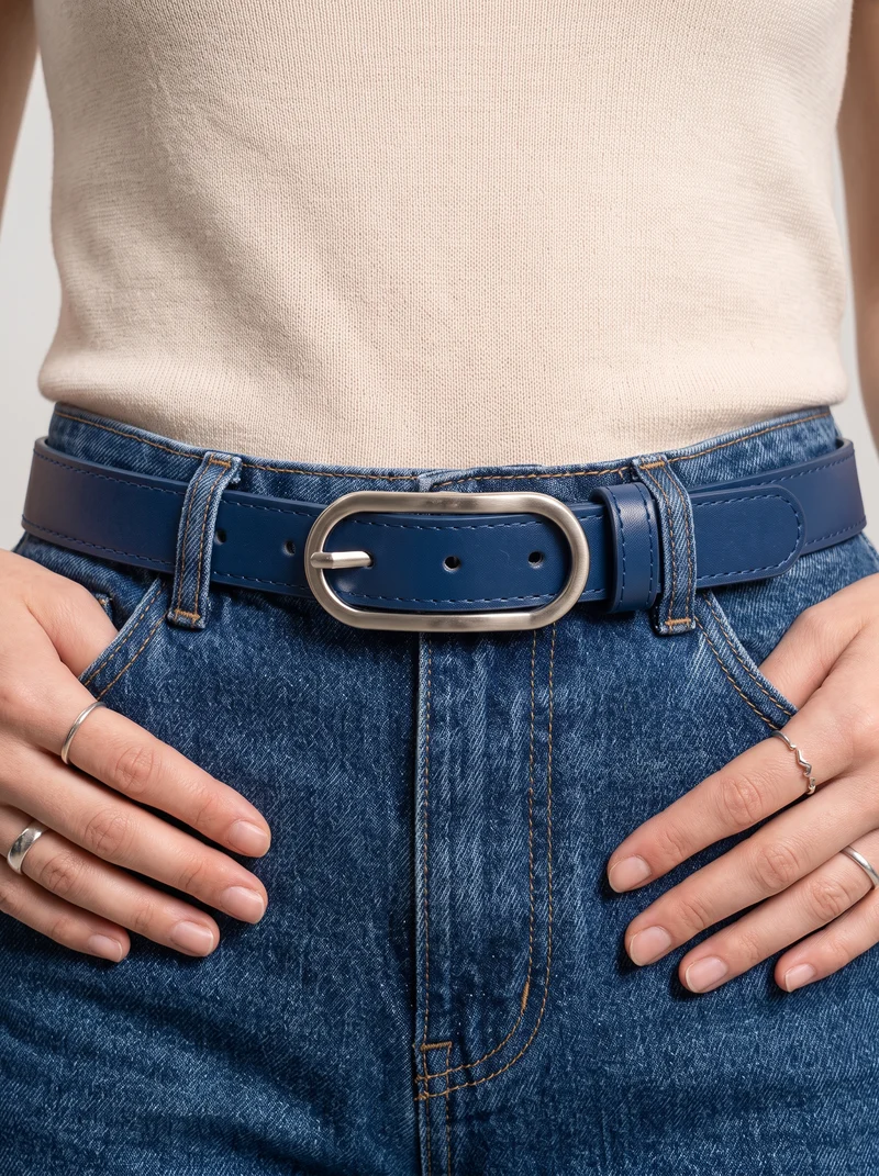 Cintura vernice sottile da h 2 cm - Blu