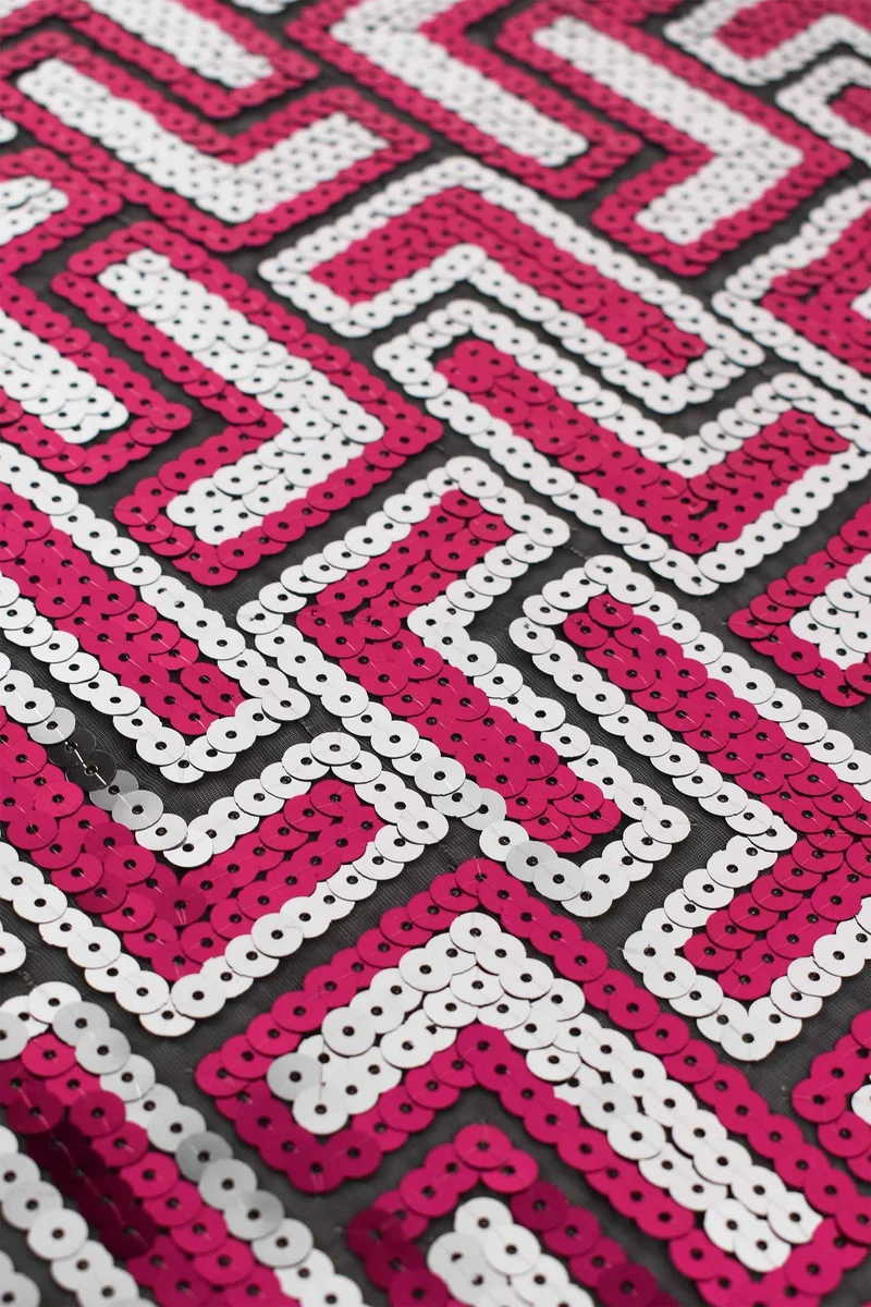 Tessuto paillettes ricamato disegno jacquard