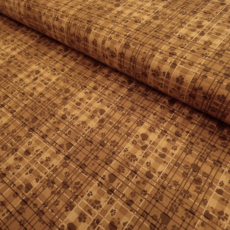 Cotone Americano H 110 cm - IMPRONTE/QUADRI MARRONE