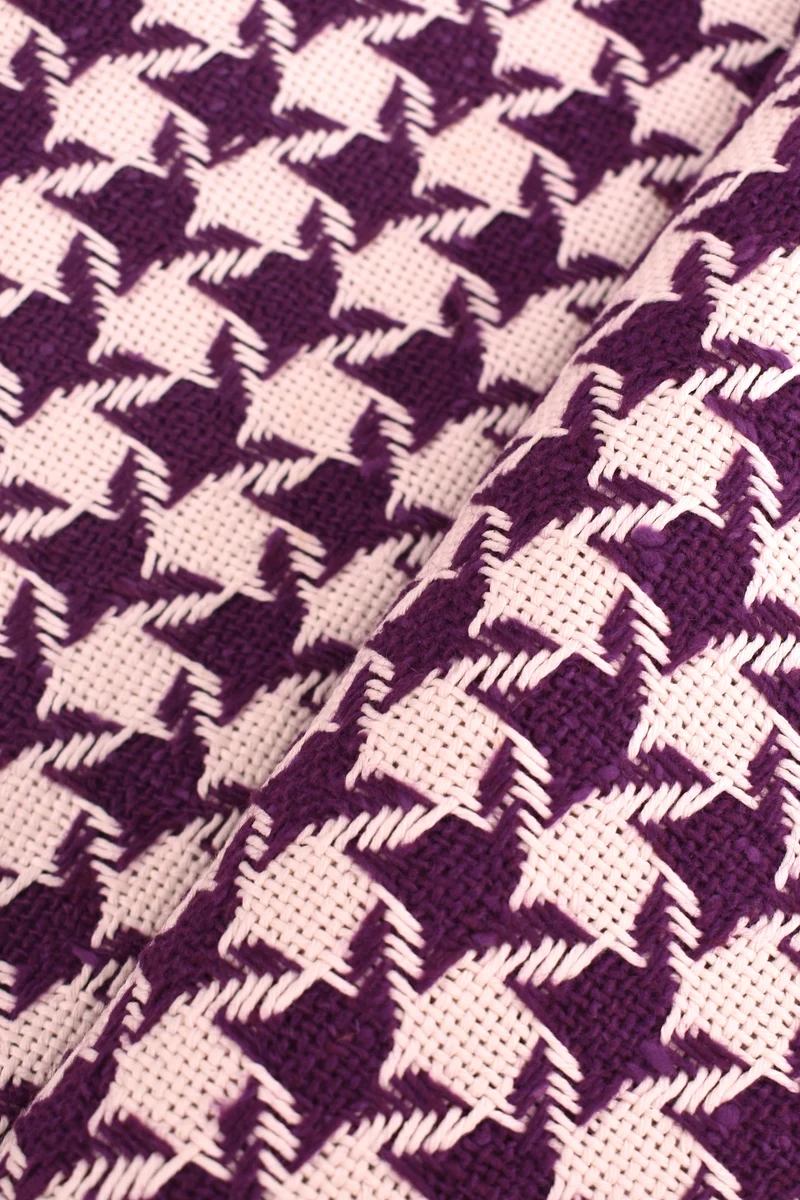 Tweed misto lana e cotone fantasia pied de poule