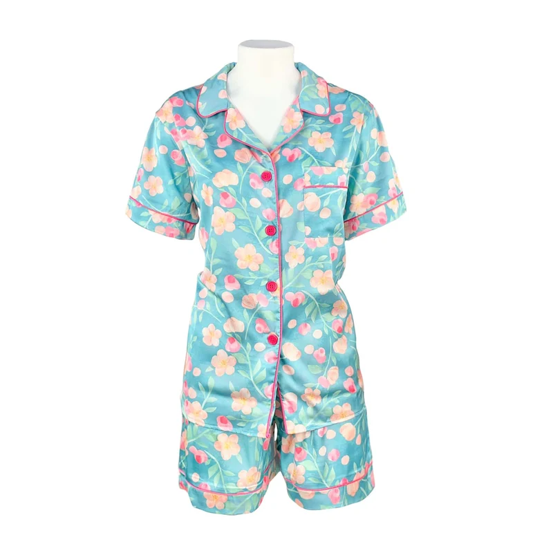 Pigiama corto donna in raso Maestri Cotonieri estivo shorts e giacca 4147