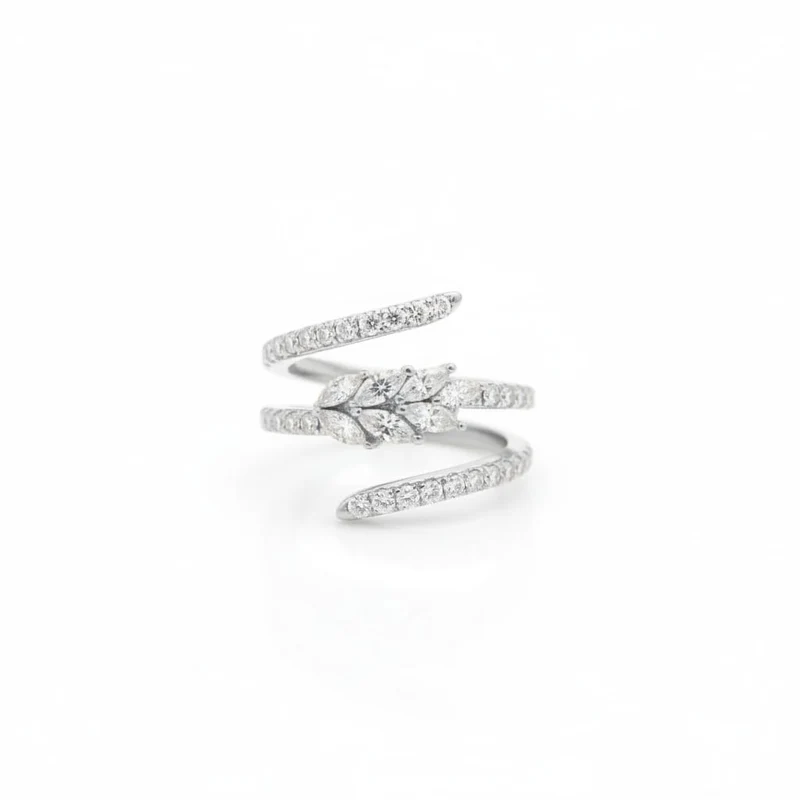 Anello elica con strass - Argento