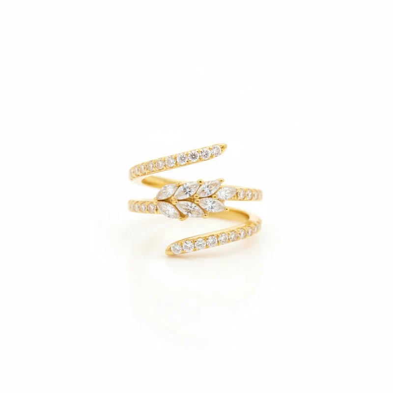 Anello elica con strass - Oro