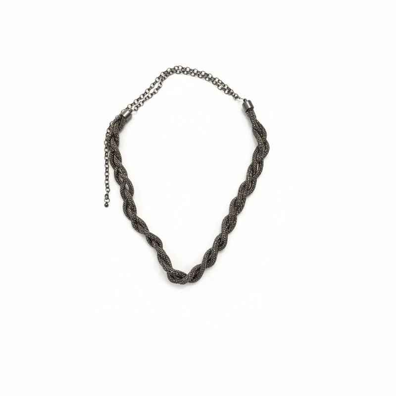 Cintura tubolare intrecciata con strass - Nero