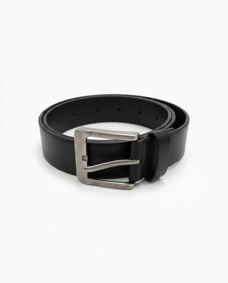 Cintura uomo fusto bombato 2 passanti 3,5cm - Nero