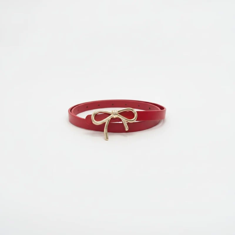 Cintura fibbia fiocco 1 cm elegante - Rosso