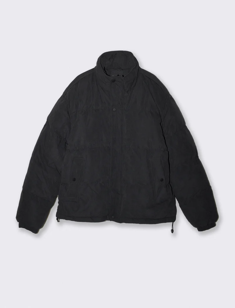 Giubbotto imbottito effetto nabuk elegante - Nero
