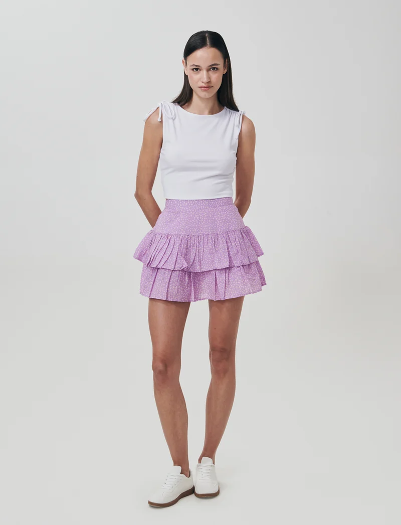 Gonna corta a balze in cotone con pantaloncino interno - var 2