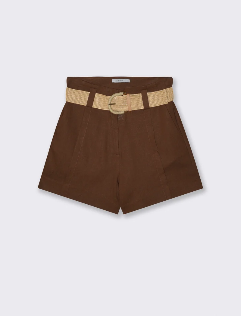 Short con cintura in vita - Marrone cioccolato
