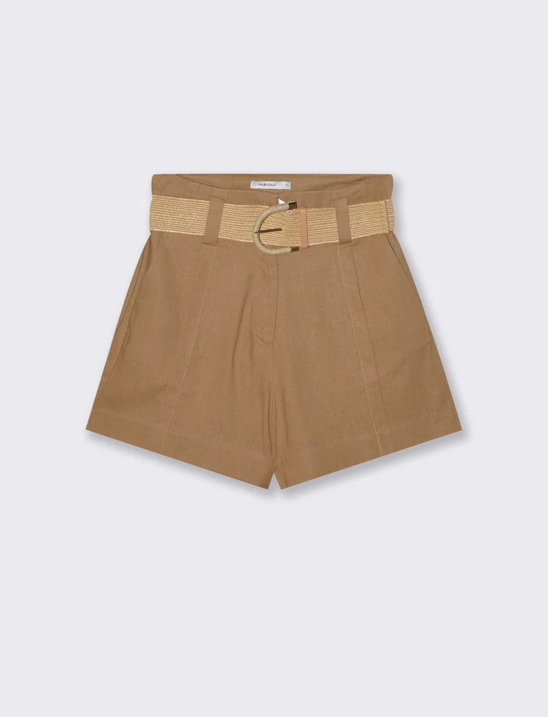 Short con cintura in vita - Cammello