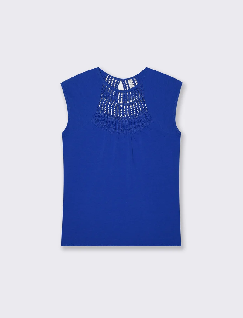 Top con pizzo e inserti sullo scollo - Royal