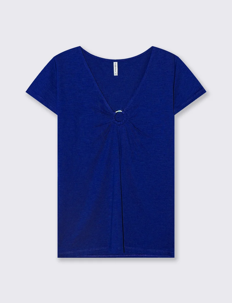 T-shirt manica corta con scollo anello - Royal