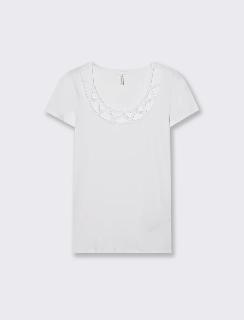 T-shirt manica corta con scollo incrociato - Bianco