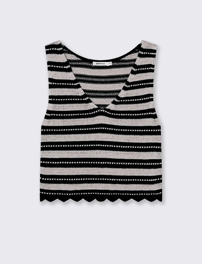 Canotta corta in crochet con scollo a V - var 1