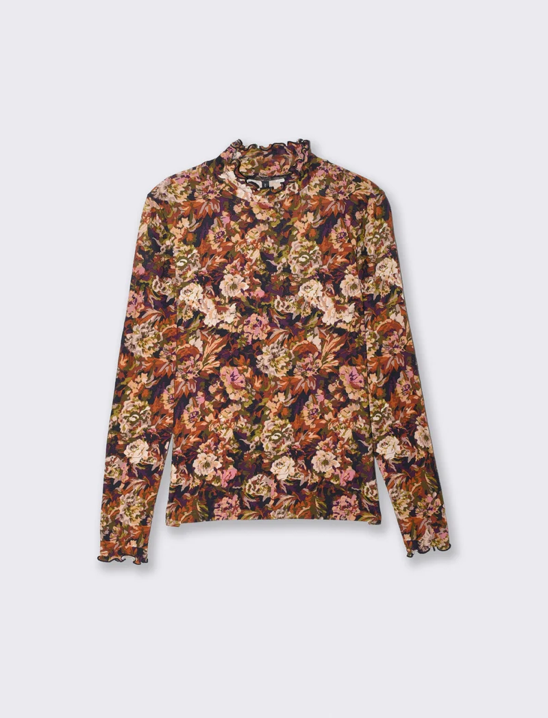 T-shirt manica lunga con collo arricciato - var 2