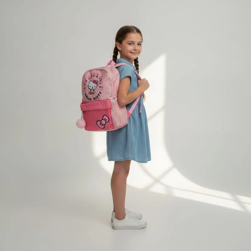 Zaino bambina fuxia Stitch e rosa Hello Kitty - Rosa