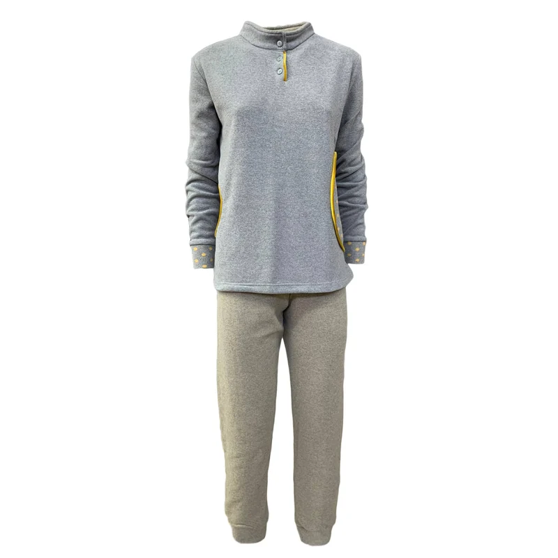 Pigiama invernale lungo donna in Pile collo alto Lenir Lolita Pois 3810
