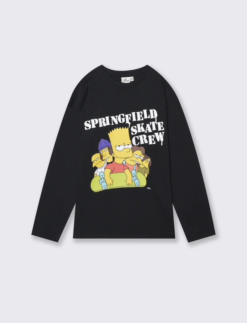 T-shirt maniche lunghe dei Simpson - Nero