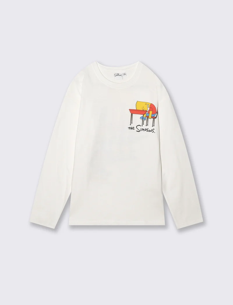 T-shirt maniche lunghe dei Simpson - Bianco latte