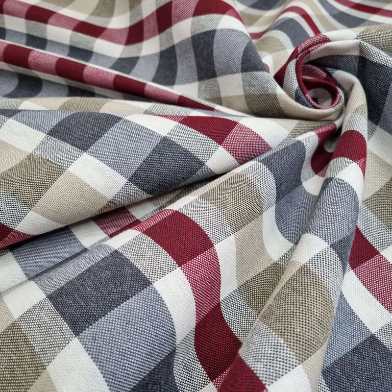 M. Cotone Fondo Grezzo H 280 cm - QUADRO BORDEAUX/GRIGIO/BEIGE