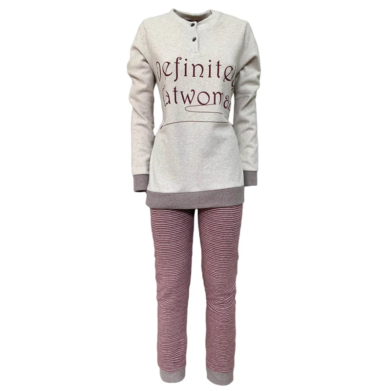 Pigiama serafino invernale lungo donna pile Character out of Singolare 3689
