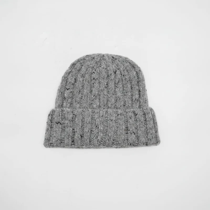 Cappello maglia doppia a coste con risvolto - Grigio