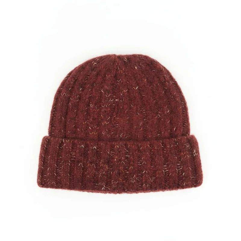 Cappello maglia doppia a coste con risvolto - Rosso