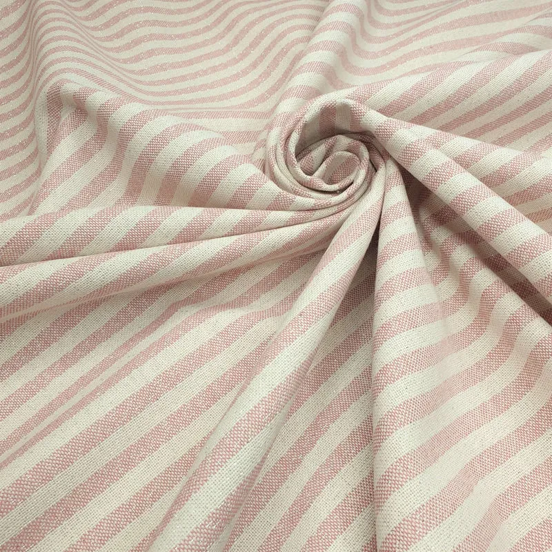 Cotone Fondo Grezzo H 280 cm - RIGHE ROSA ANTICO LUREX