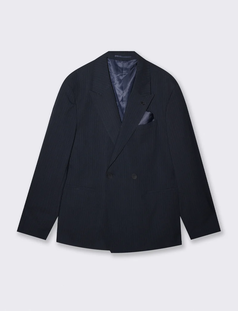 Blazer a righe doppio petto formal fit - Blu
