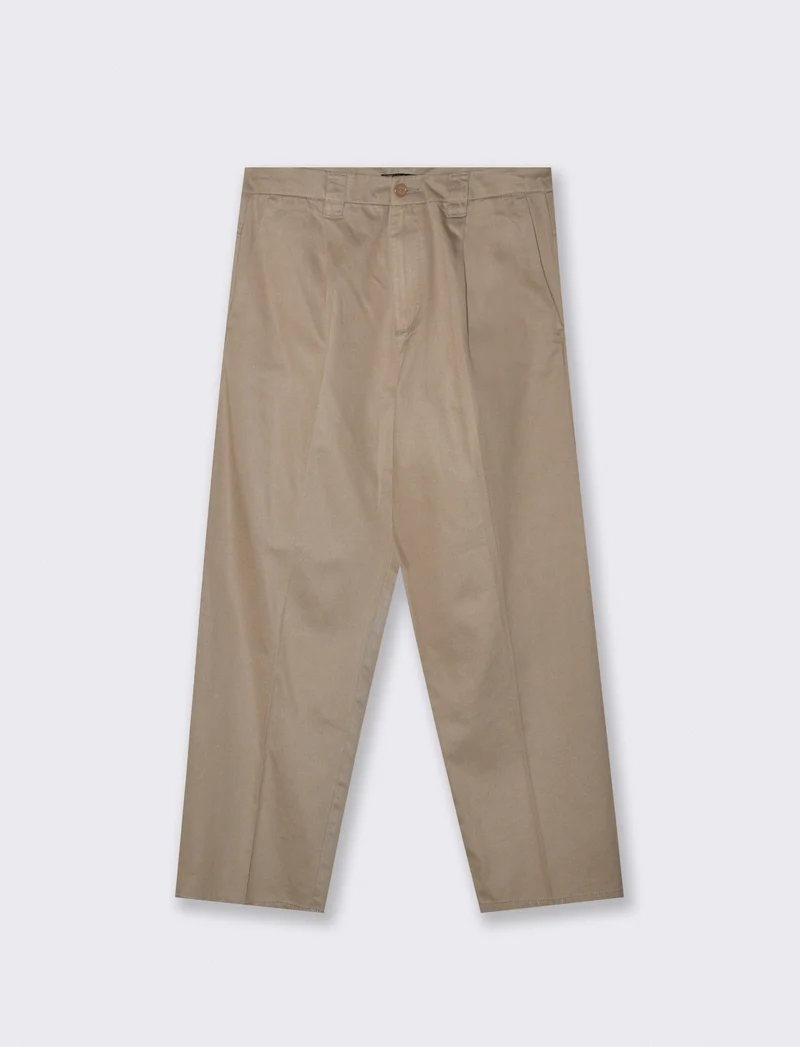 Pantaloni Chino Loose Wide Leg in Cotone - Verde kaki