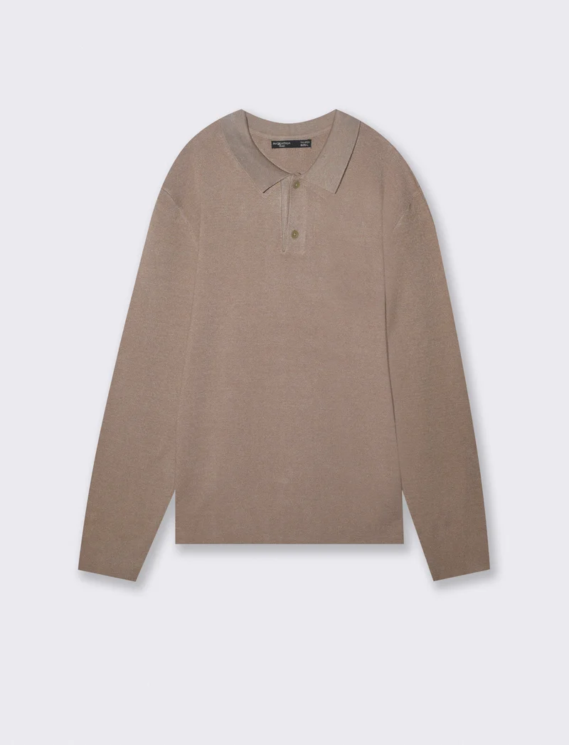 Maglia Polo in Filato Premium con Colletto - Verde kaki