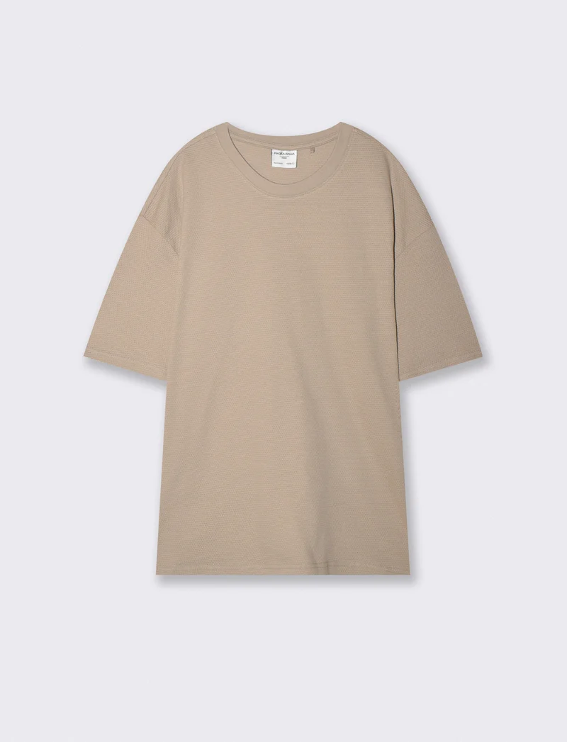 T-shirt jacquard girocollo regular fit - Beige