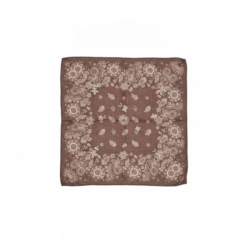 Foulard 50x50 con fiori ricamati - Marrone
