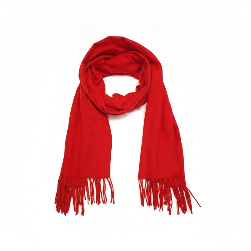 Sciarpa unita con frange eleganti - Rosso