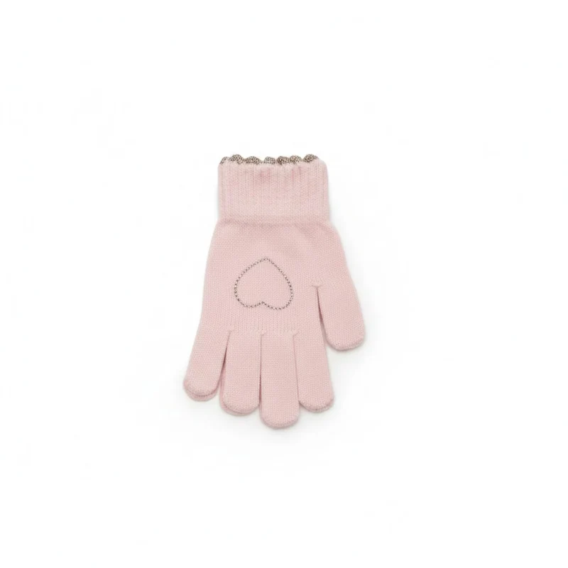 Guanti bambina con fiocco e lurex - Rosa