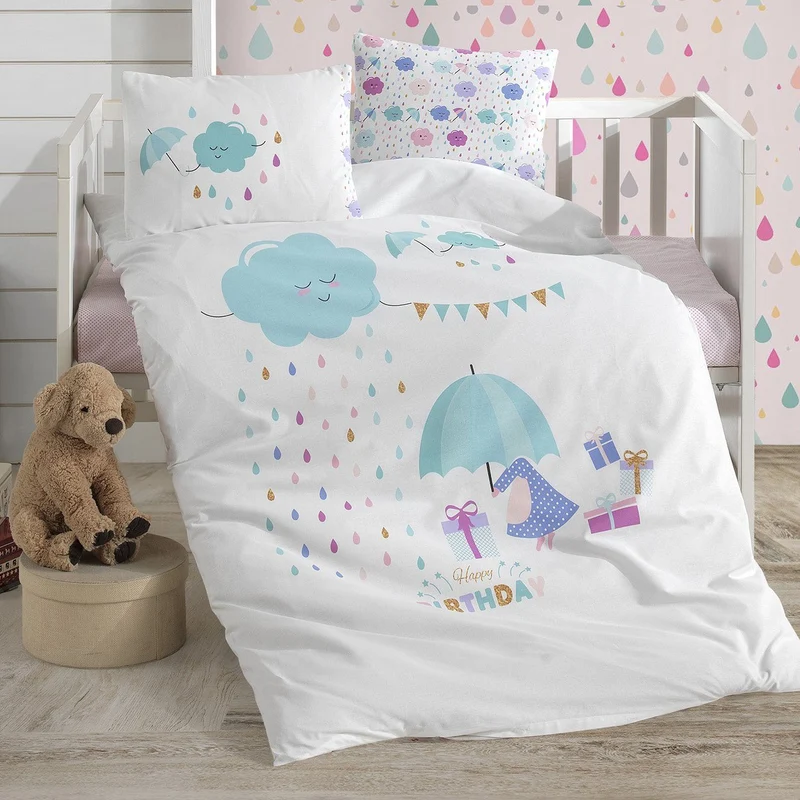 Parure Copripiumino per Lettino in Puro Cotone con Fantasia - Birthday
