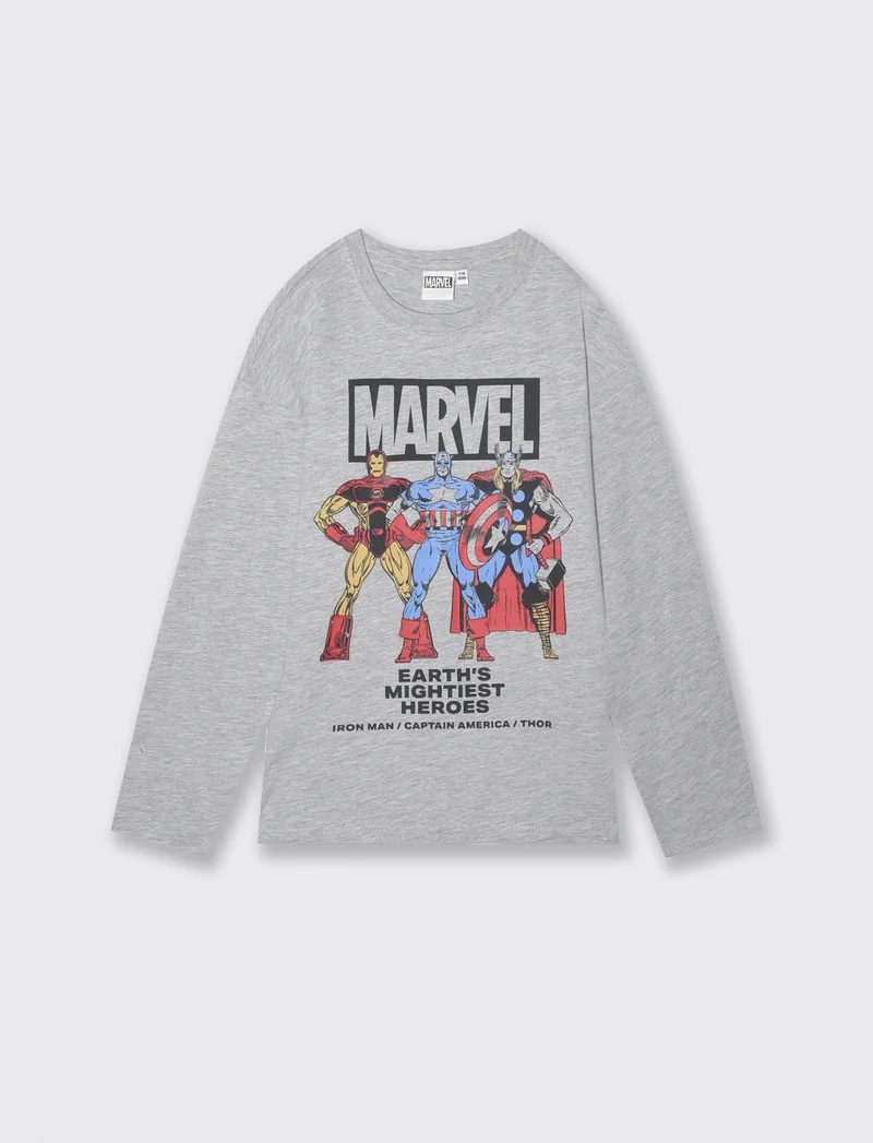 T-shirt Marvel maniche lunghe cotone - Grigio mel.