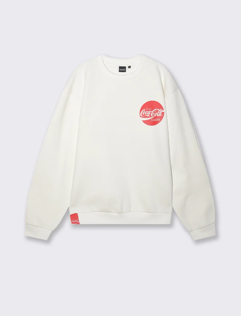 Felpa Coca Cola girocollo boxy fit uomo - Bianco