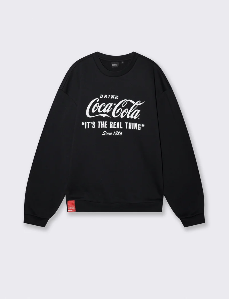 Felpa Coca Cola girocollo boxy fit uomo - Nero