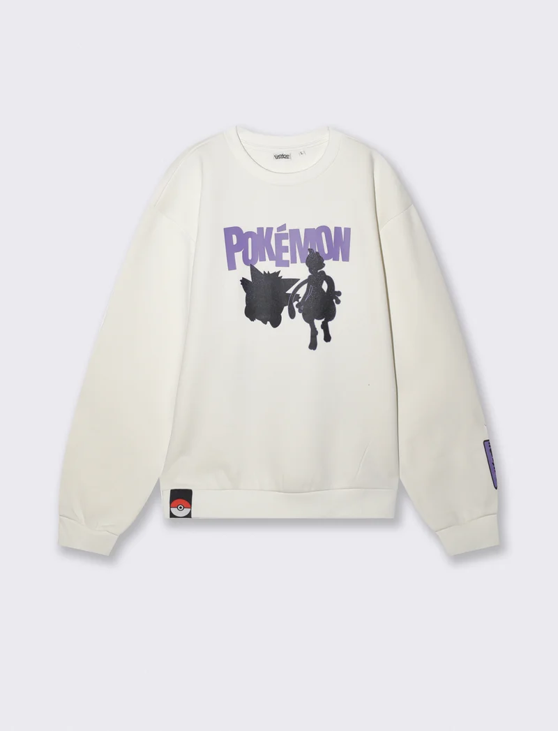 Felpa Pokemon girocollo boxy fit uomo - Bianco