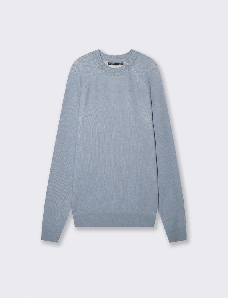 Maglia a Coste Doppio Filo Vanisè - Celeste