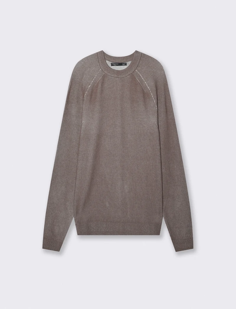 Maglia a Coste Doppio Filo Vanisè - Grigio fango