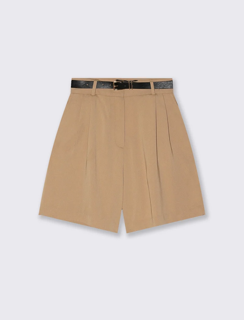 Shorts con cintura trendy e versatili - Cammello