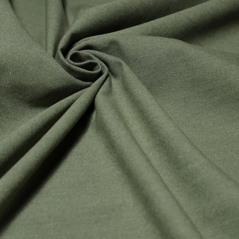Tessuto Canvas Cotone H 140 cm - VERDE OLIVA