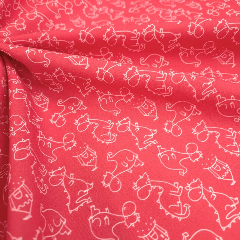 Tessuto Cotone H 150 cm - DRAGHI FONDO ROSSO