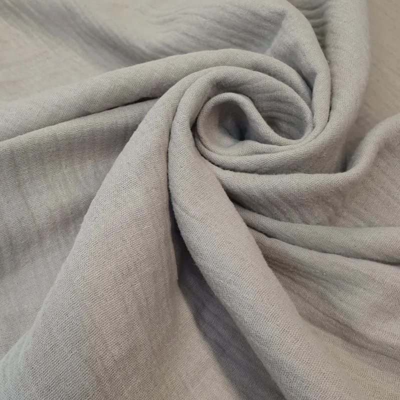 Mussola di Cotone Doppia Garza H 140 cm - FANGO